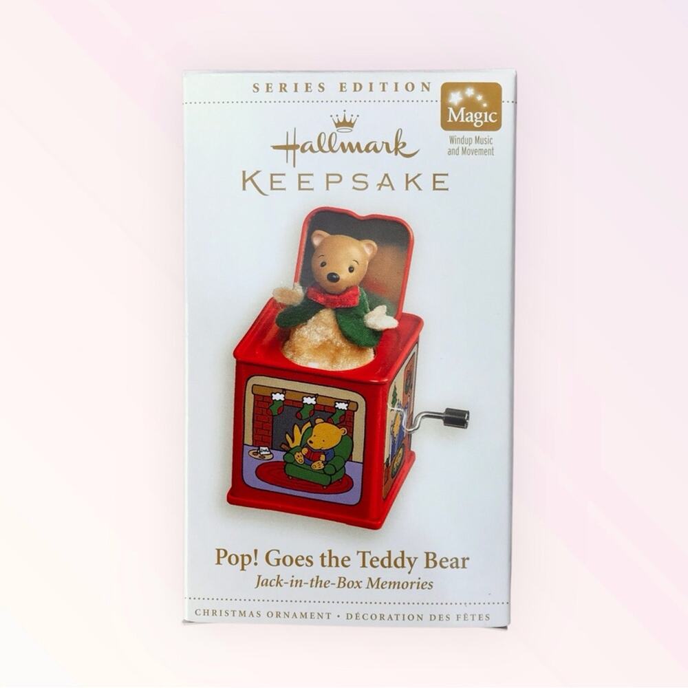 Hallmark Christmas Ornament Plays Pop! Goes the Teddy Bear Jack-in-the-Box